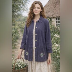 Vintage Cactus California jacket Sz M Button Down Embroidered Cottage Core USA